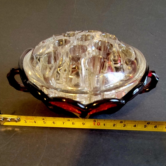 Anchor Hocking Royal Ruby bowl with Flower Frog - Picture 4 of 6